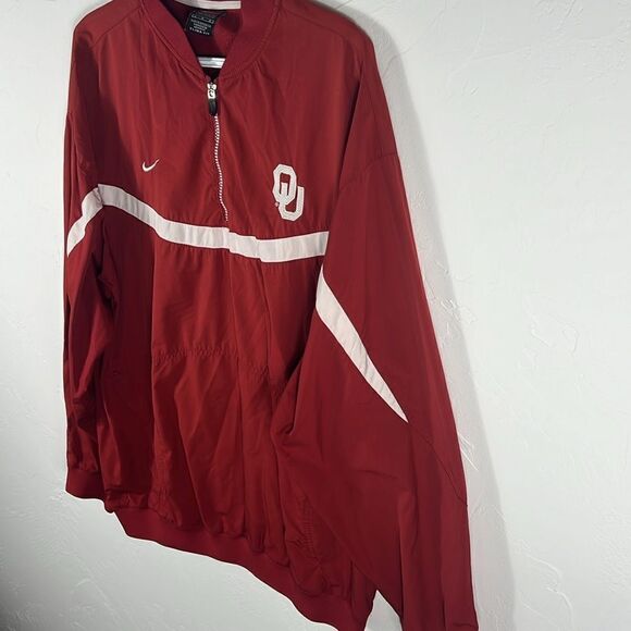 🔥🏈 Vintage OKLAHOMA SOONERS Nike Clima-Fit Quarter Zip Pullover Jacket Sz Lg - Picture 3 of 16